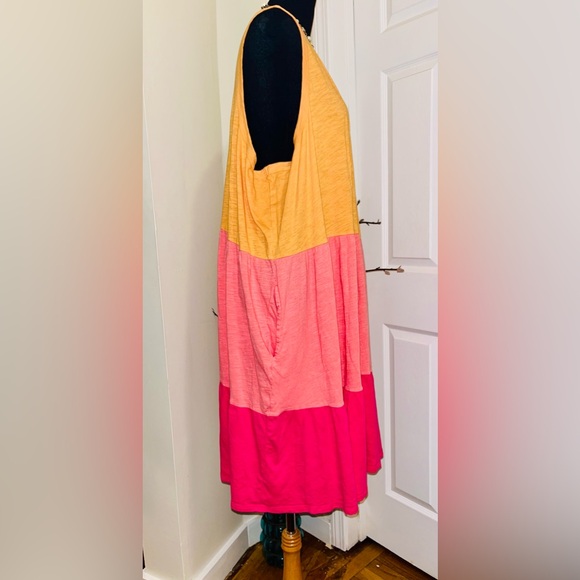 Vibrant Colorblock Tank Dress W Pockets - Picture 2 of 7